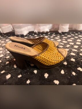Mudd Light Brown  Woven Platform Clog Mules
